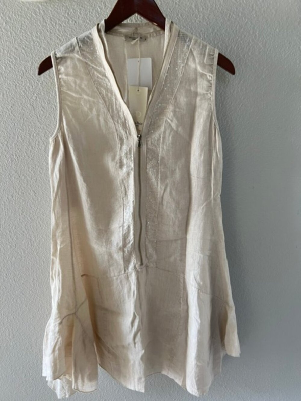 Alessia Pacini Womens Tan Full zip Sleeveless Skirt Size Small